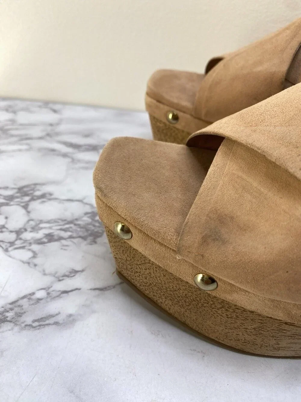 Vince Camuto Women's Tan Jenevya Platform Block Heel Sandals SZ 8.5 M